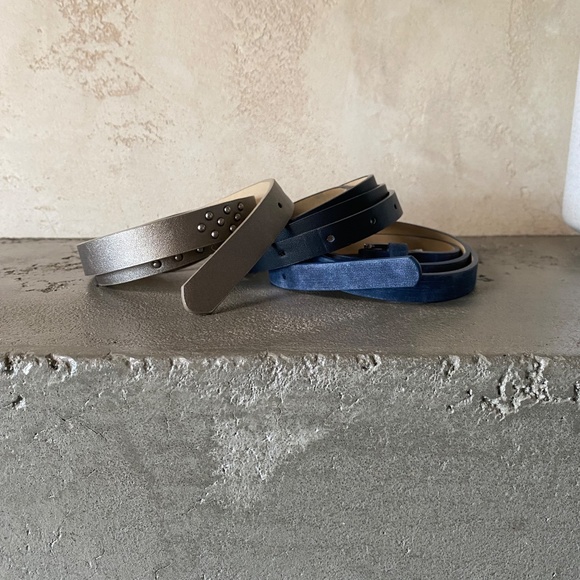 Set of 3 Skinny Belts fits size 29/30 Vegan Leather - Picture 3 of 4